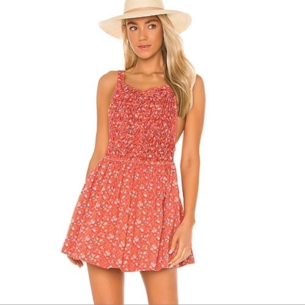 Free People Petunia Mini Dress In Poppy Combo
